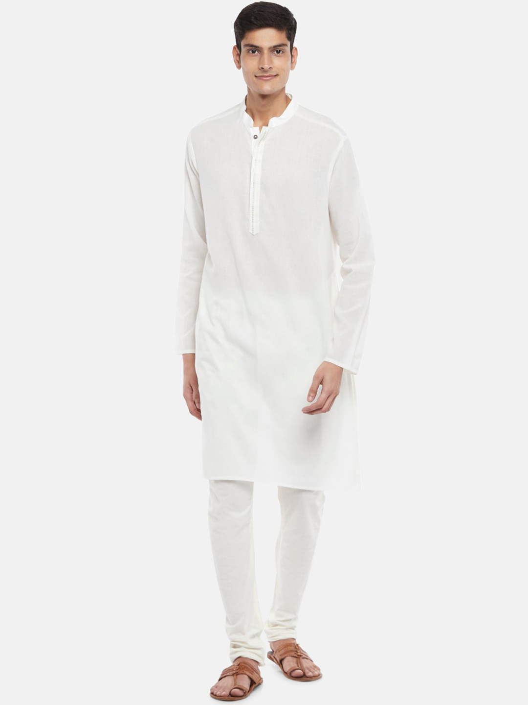 

indus route by Pantaloons Men Off White Dobby Kurta