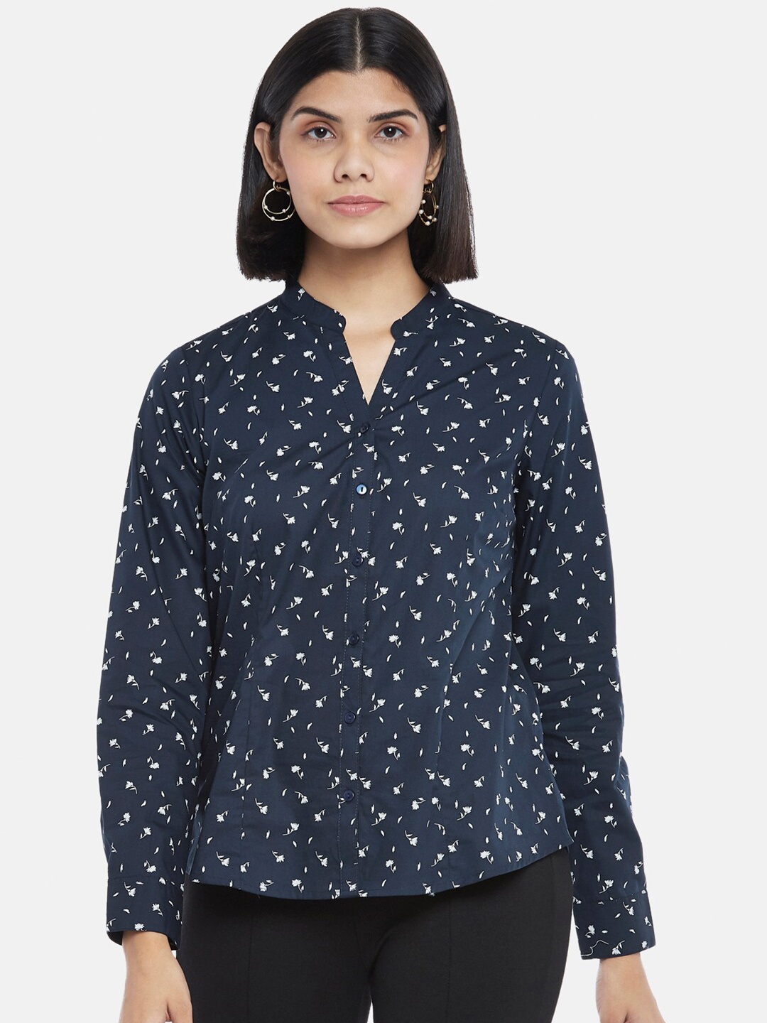 

Annabelle by Pantaloons Women Navy Blue Floral Printed Casual Shirt