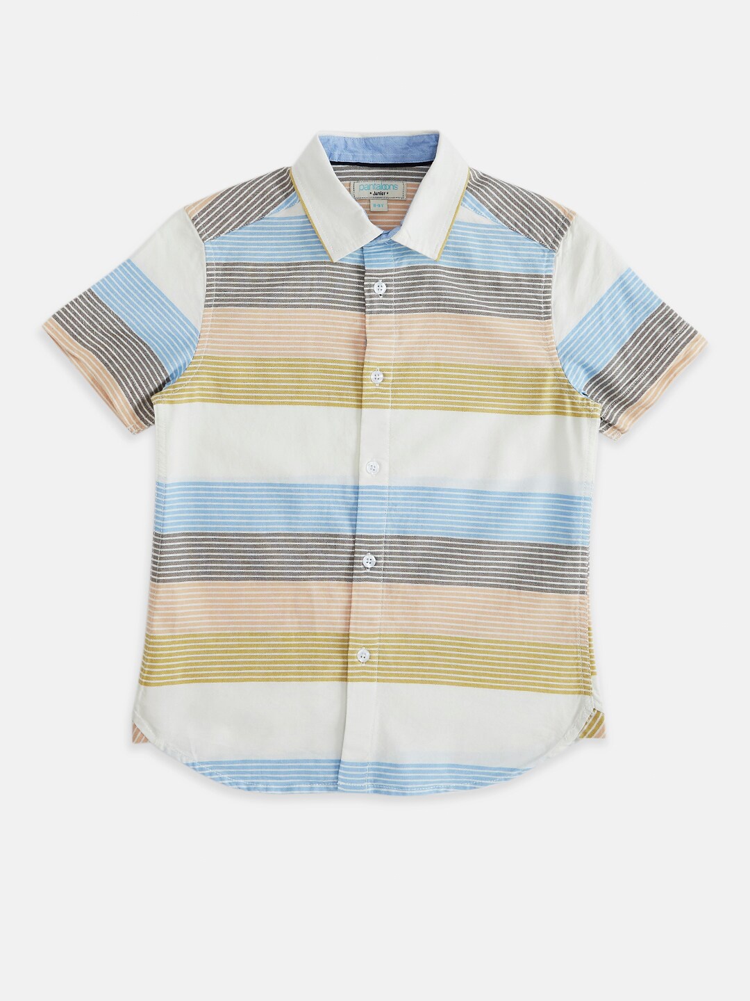 

Pantaloons Junior Boys Grey Multi Stripes Striped Casual Shirt