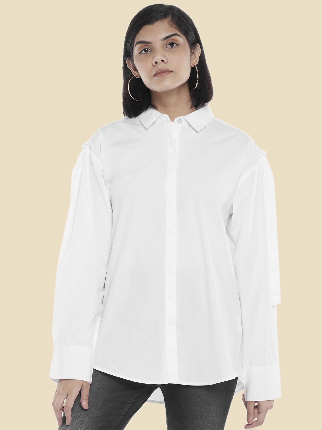 

SF JEANS by Pantaloons Women White Cotton Casual Shirt