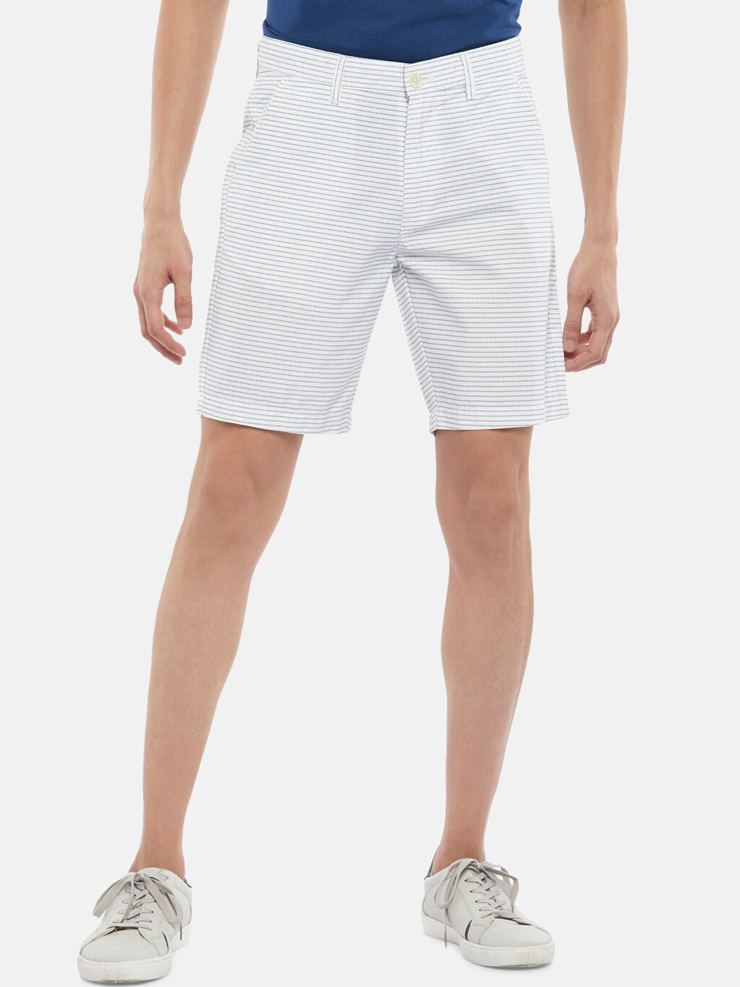 

BYFORD by Pantaloons Men White Striped Cotton Slim Fit Shorts