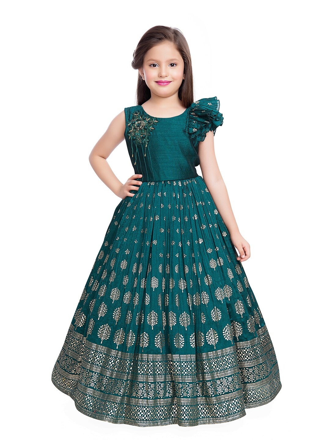 

BETTY Green Ethnic Motifs Ethnic Maxi Dress