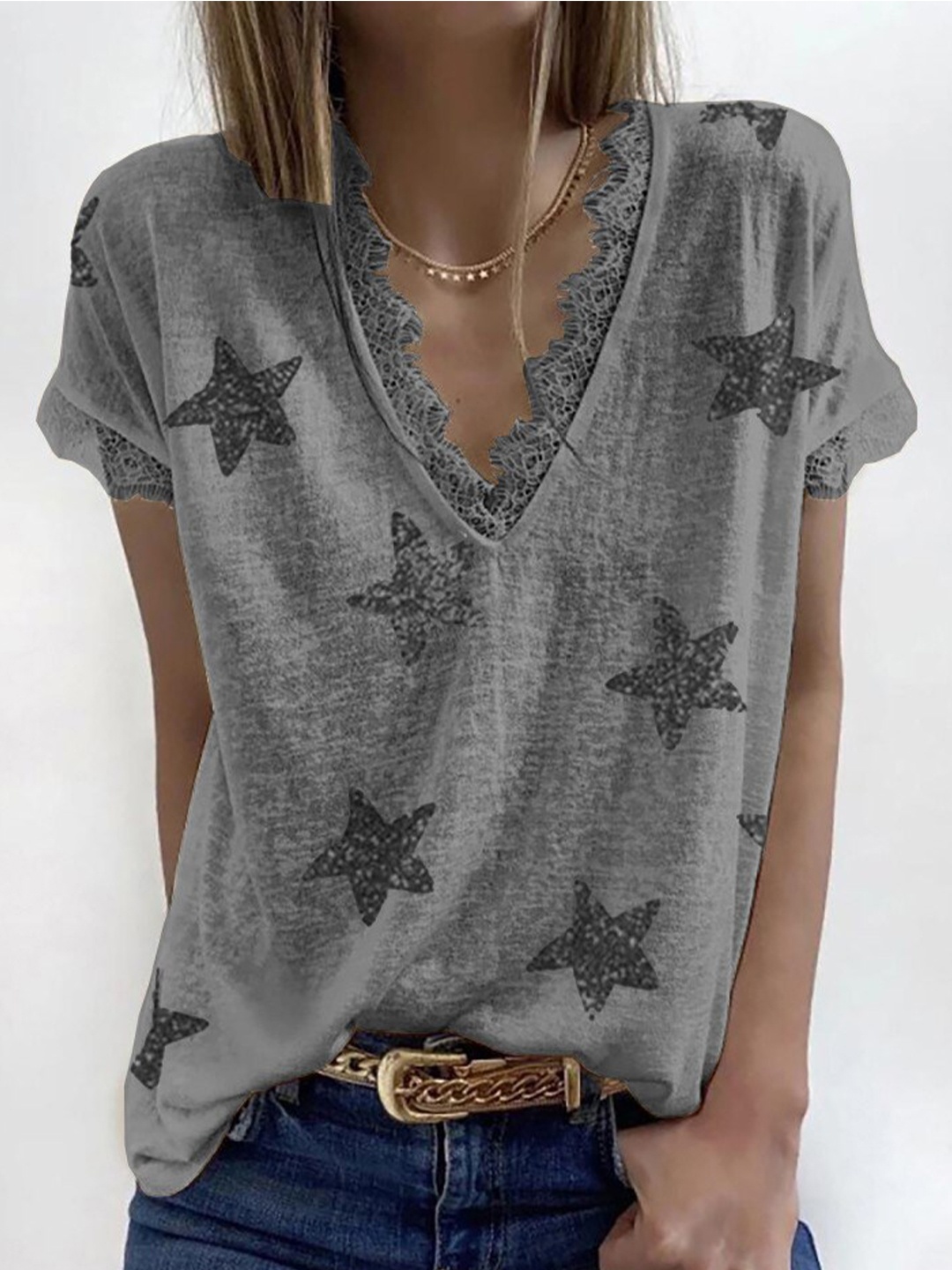 

La Aimee Grey Geometric Print Top