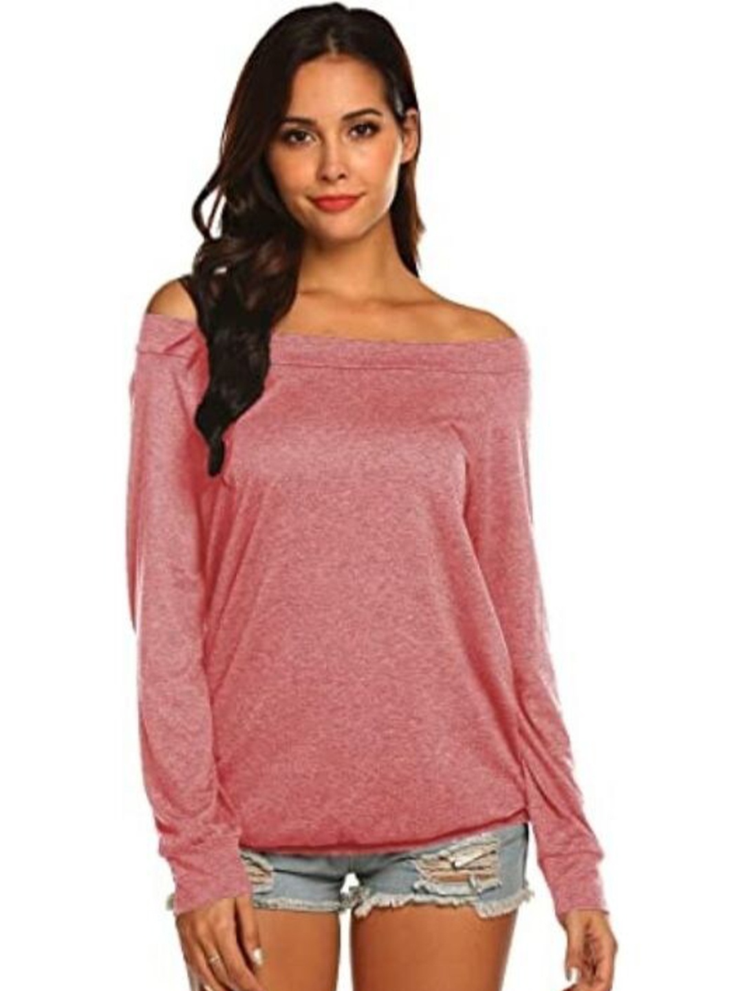 

La Aimee Women Pink Off-Shoulder Top