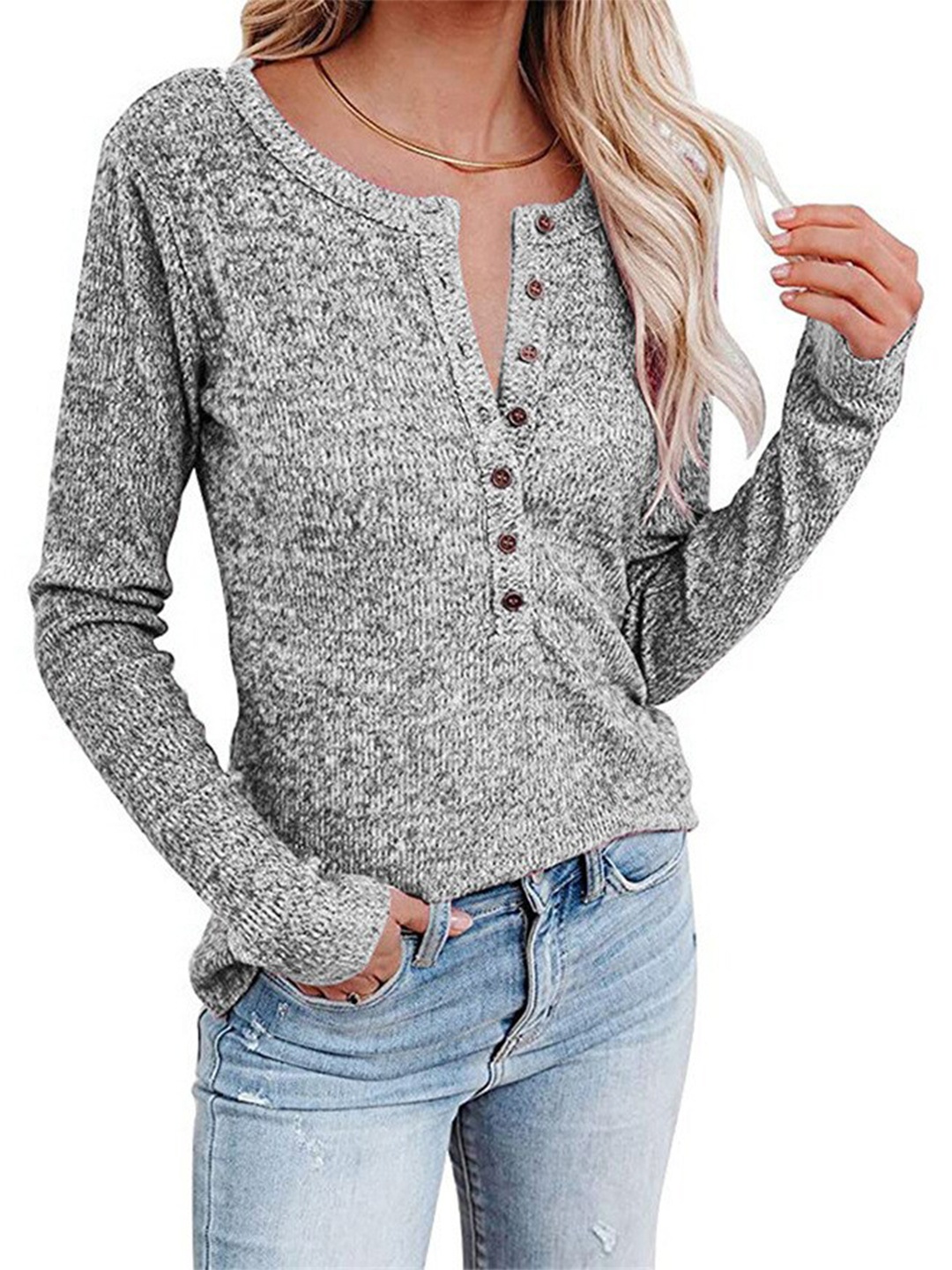 

La Aimee Women Grey Abstract Print Top