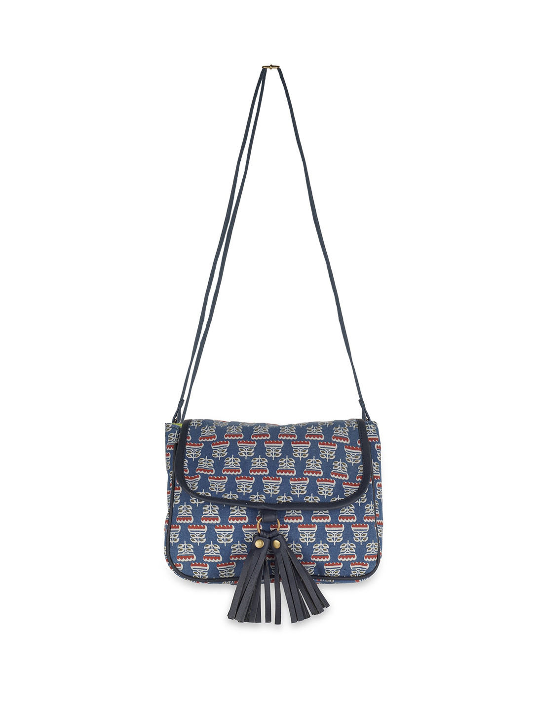 

Kanvas Katha Multicoloured Ethnic Motifs Printed Half Moon Sling Bag with Tasselled, Multi