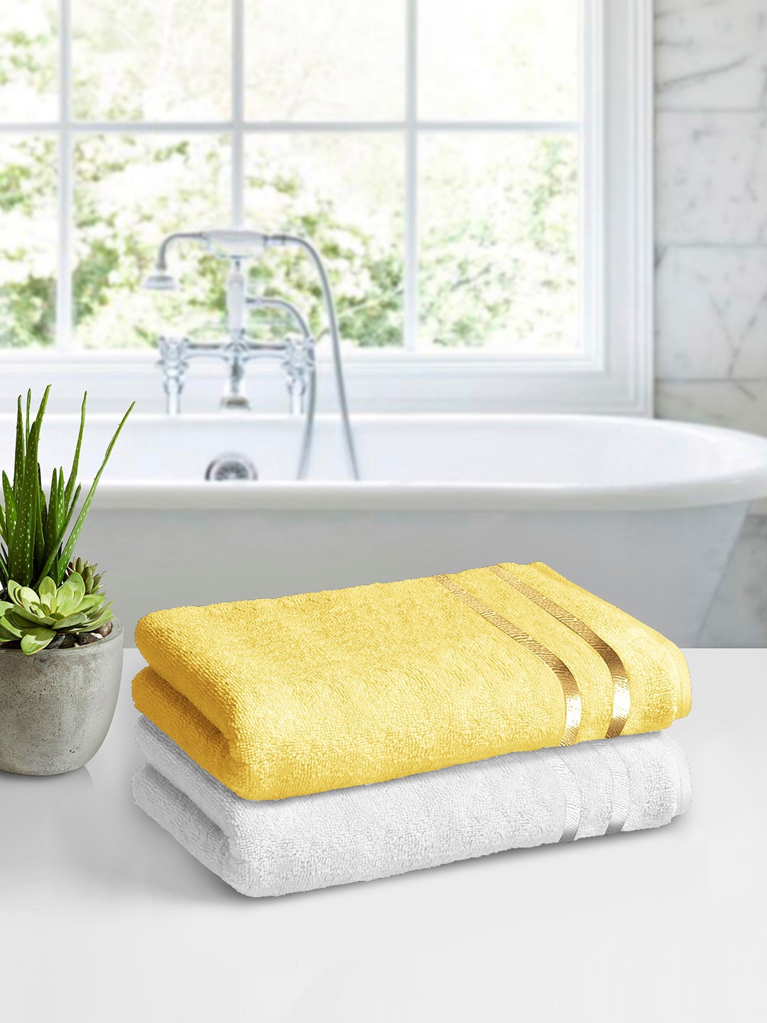 

Story@home Unisex Set of 2 450 GSM Pure Cotton Bath Towels, White