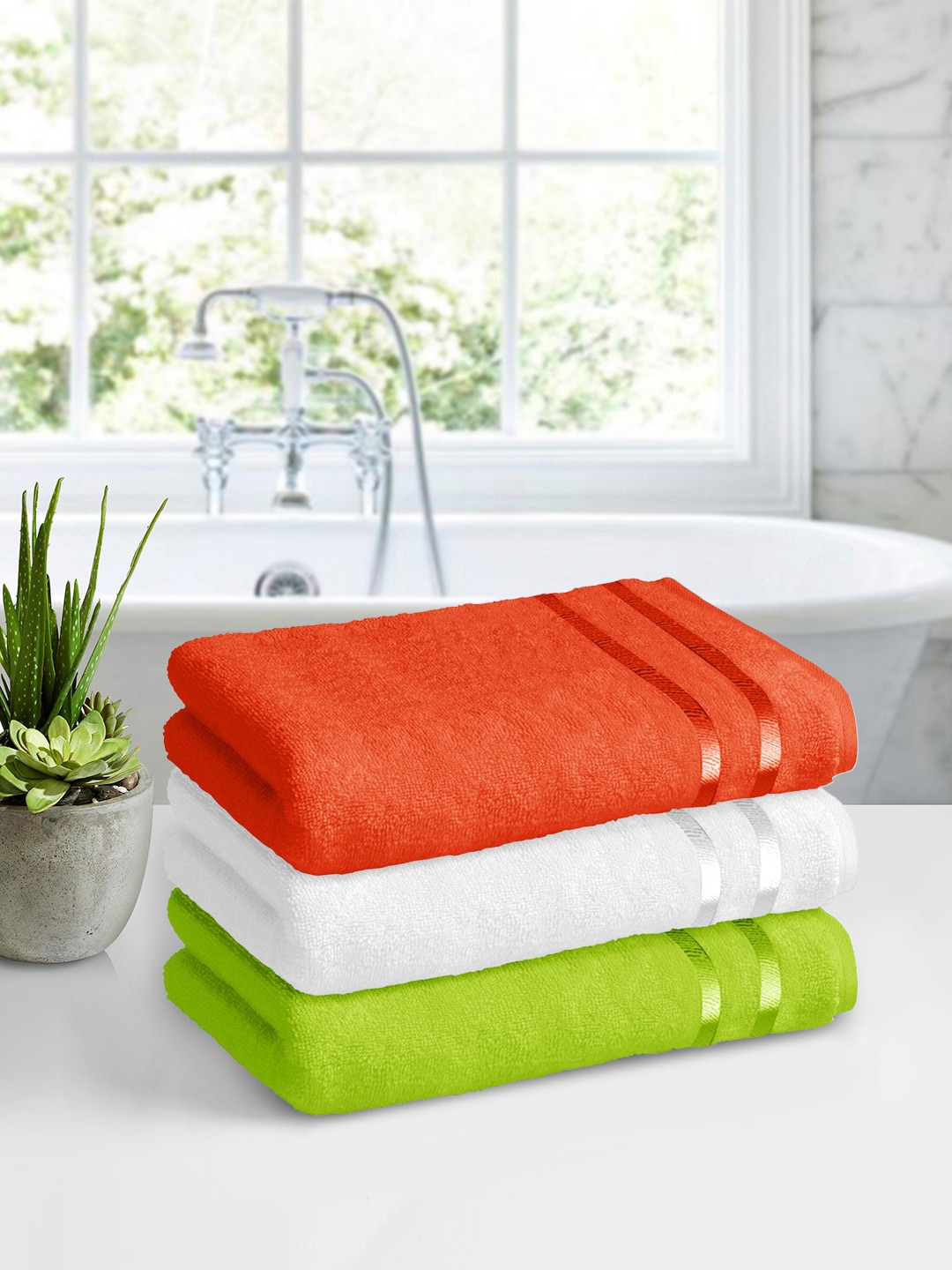 

Story@home Set of 3 Pure Cotton 450GSM Bath Towels, Orange