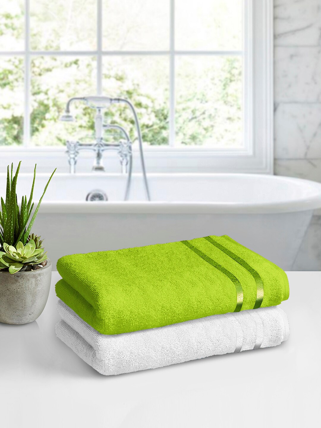 

Story@home Unisex Set of 2 450 GSM Pure Cotton Bath Towels, White