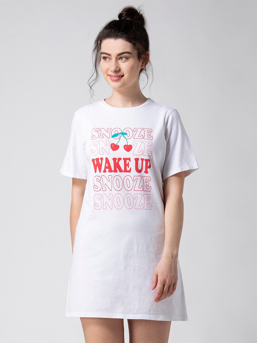 

ADORENITE White Printed Nightdress