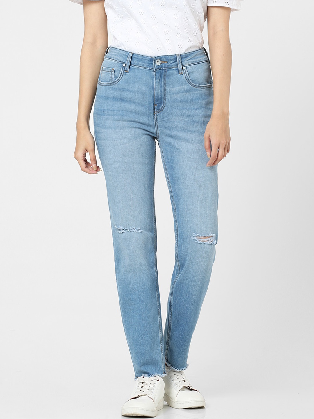 

Vero Moda Women Blue Slash Knee Light Fade Jeans