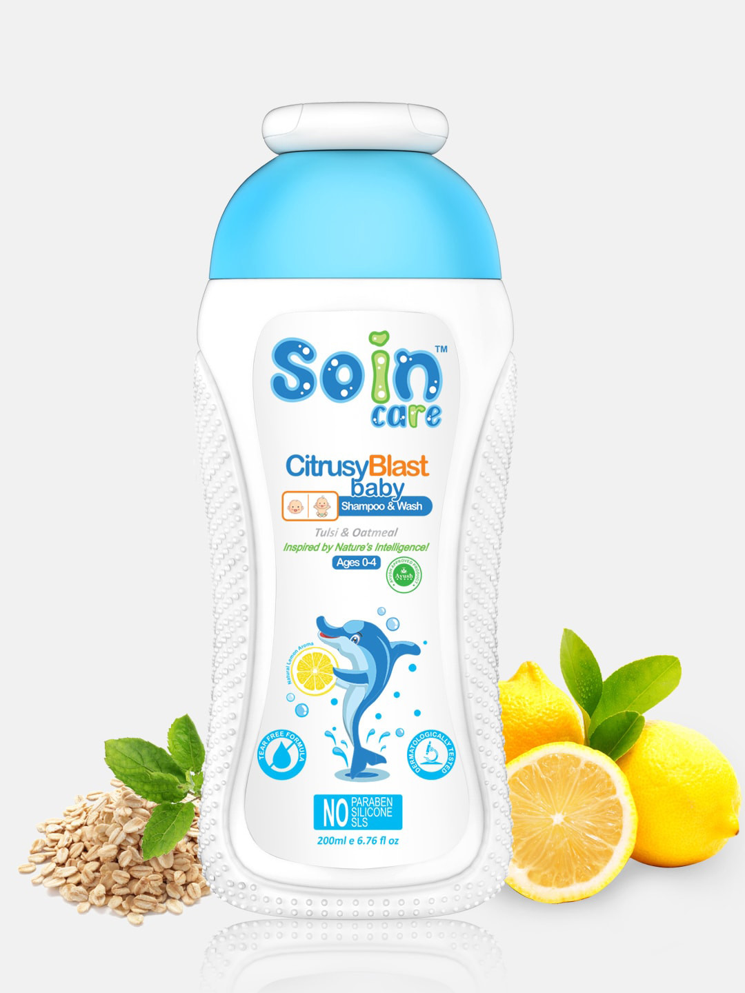 

SOIN CARE Kids Citrusy Blast Gentle Shampoo & Wash with Tulsi & Oatmeal - 200 ml, White