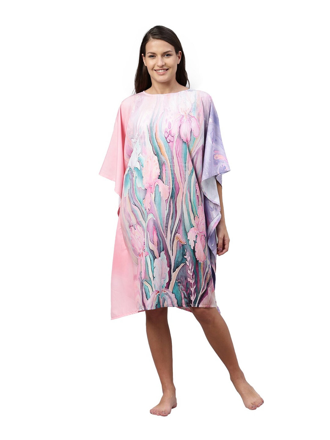 

Bailey sells Women Pink Printed Round Neck Kaftan Nightdress
