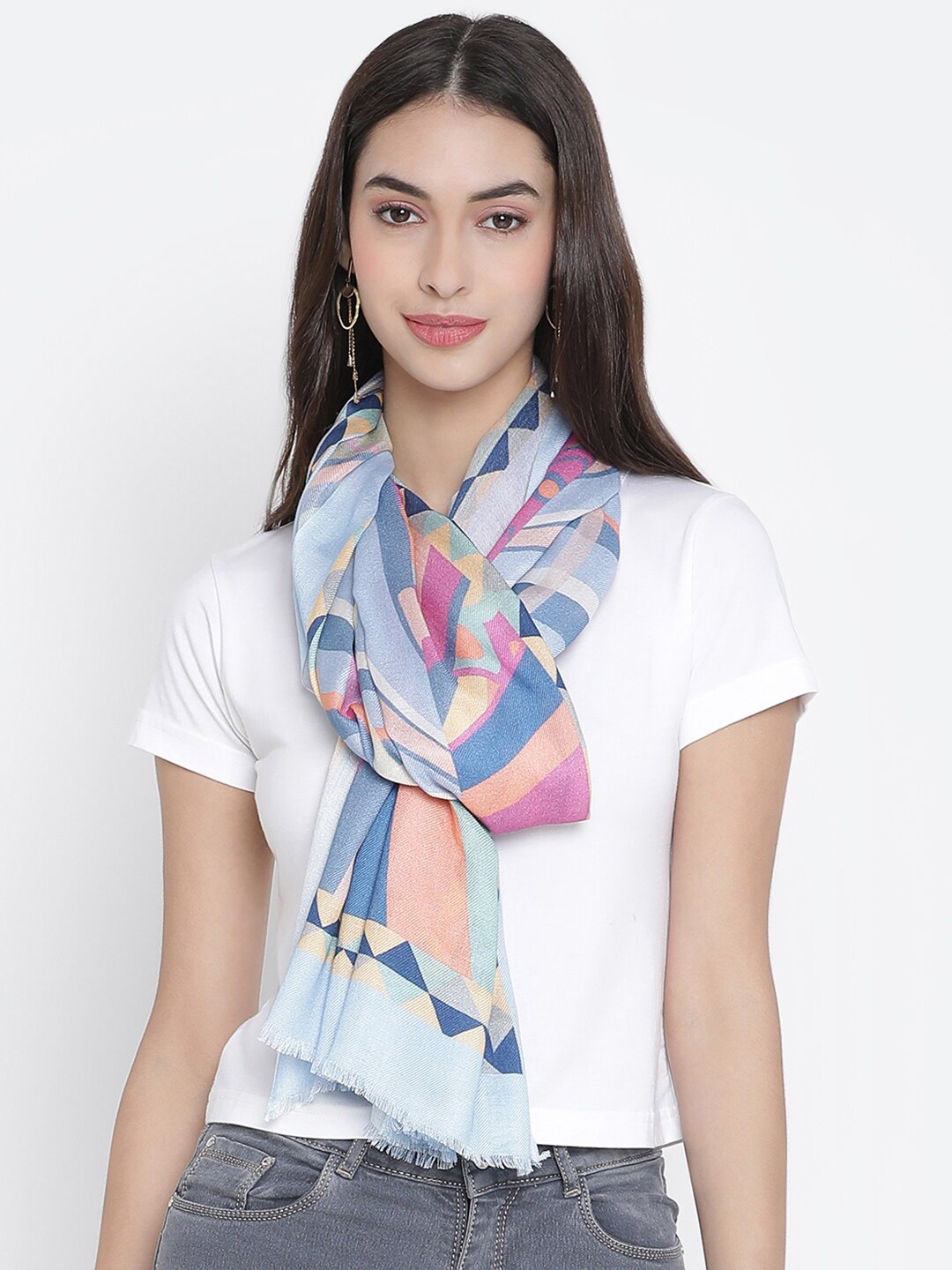 

SHINGORA Women Blue & Pink Printed Stole