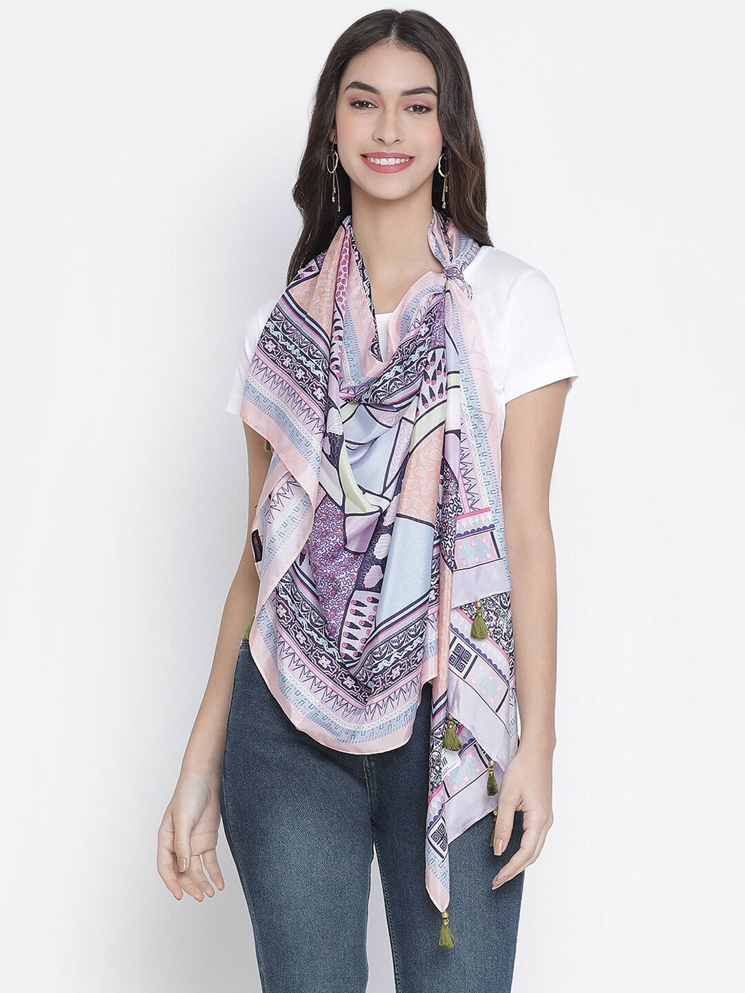 

SHINGORA Women Purple Printed Silk Stole