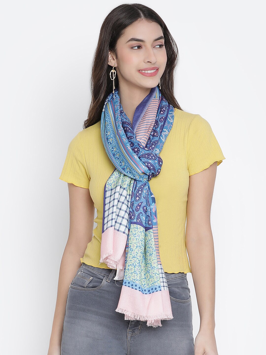 

SHINGORA Women Blue & Pink Printed Stole