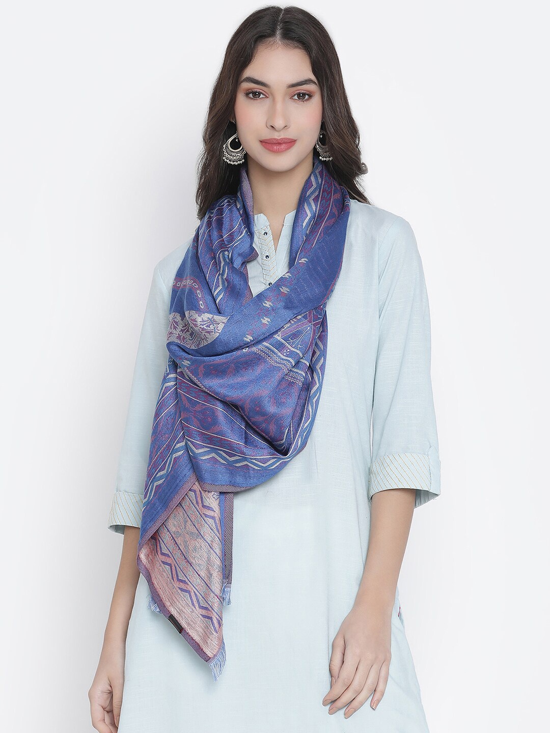 

SHINGORA Women Blue & Purple Woven Design Stole