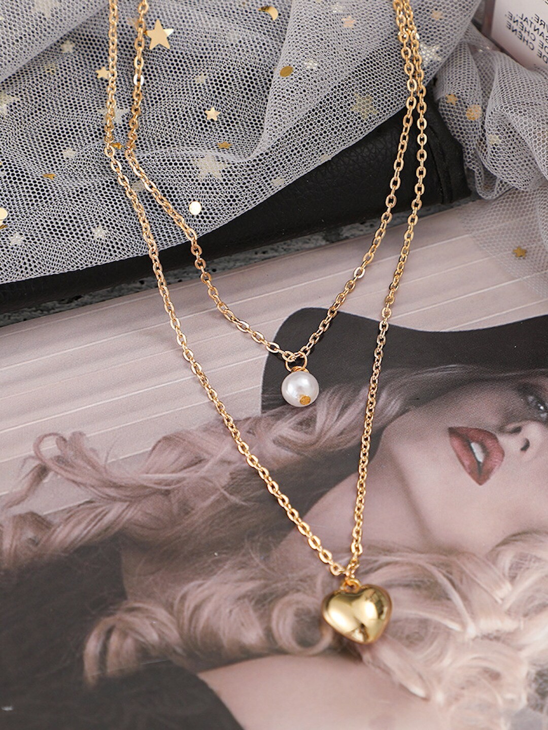 

HOT AND BOLD Gold-Plated & White Layered Necklace