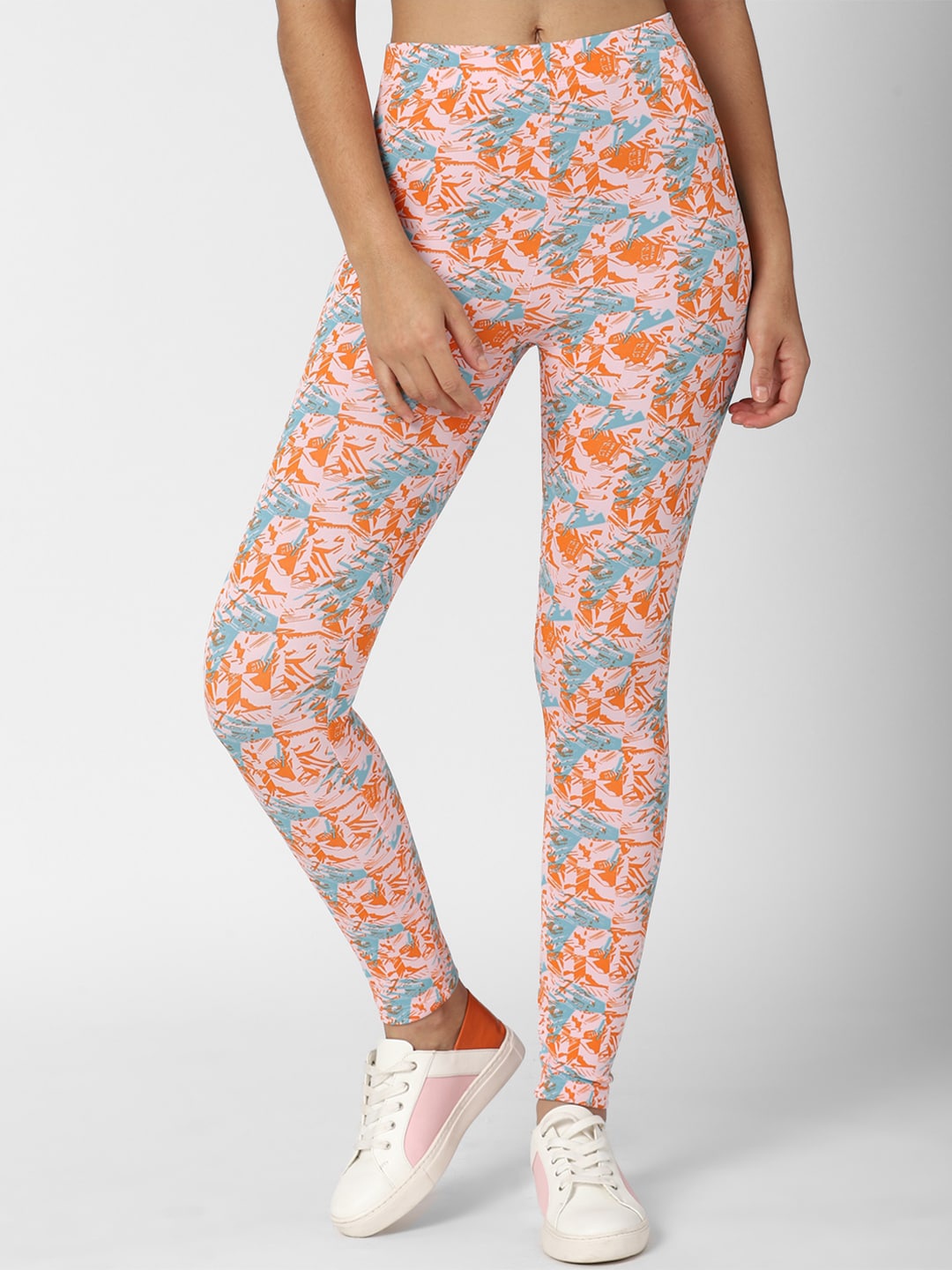 

FOREVER 21 Women Peach Abstract Printed Tights