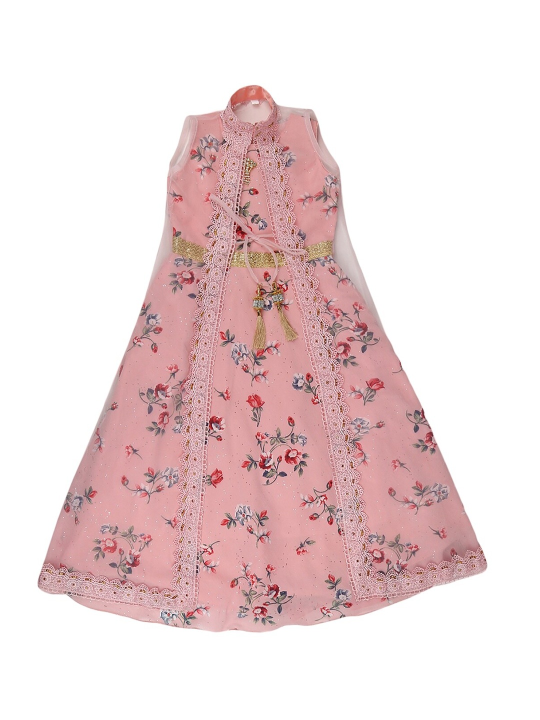 V-Mart Pink Floral Georgette Maxi Dress