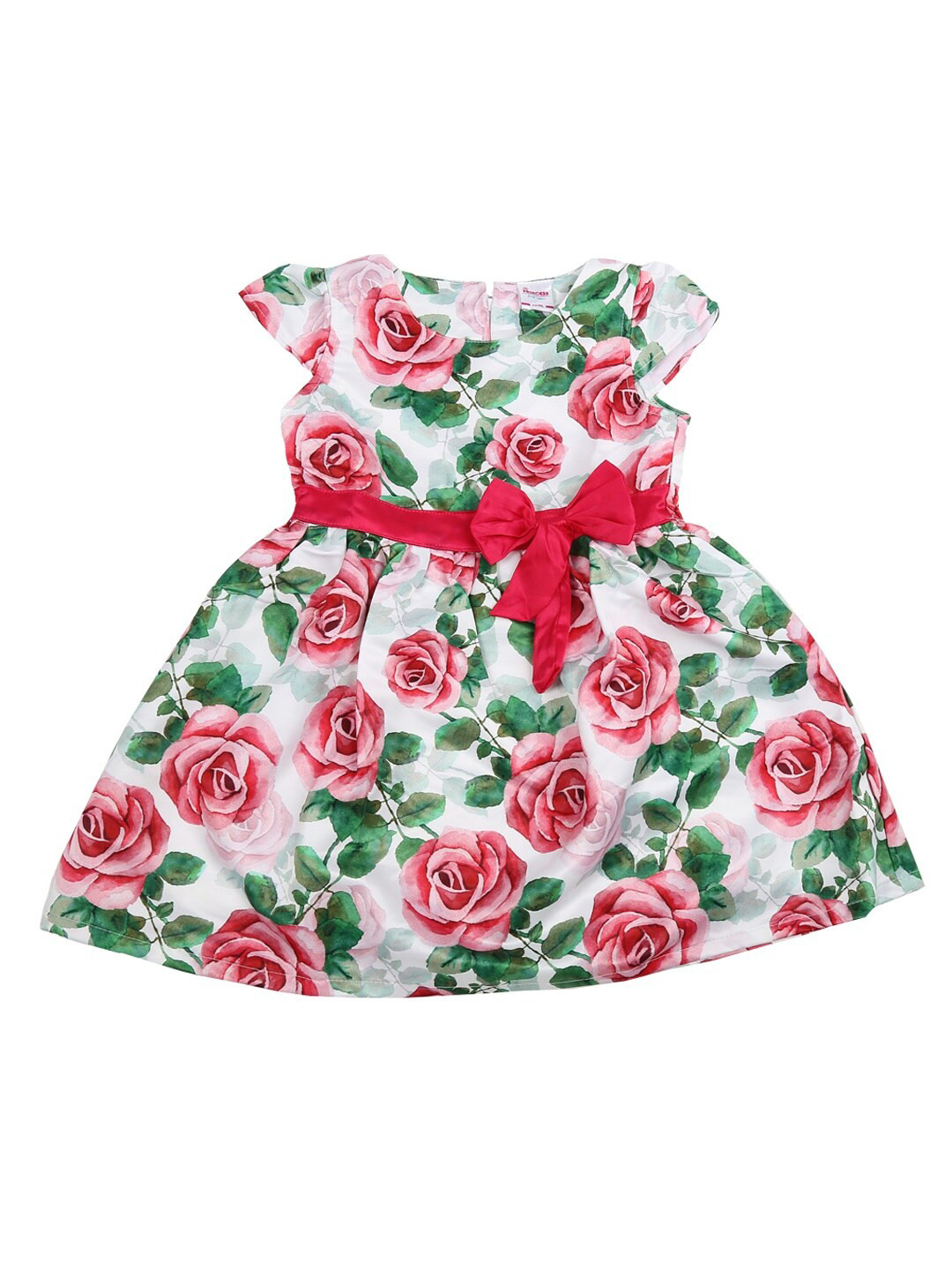 

V-Mart White & Pink Floral Georgette Dress