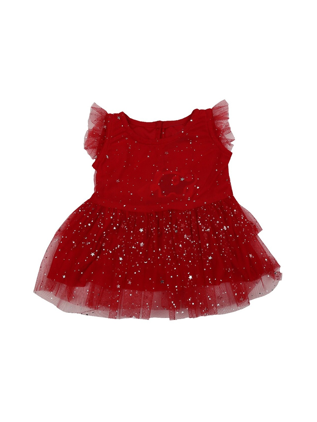 

V-Mart Infant Girls Embellished Georgette Dress, Red