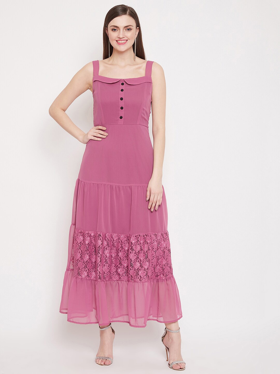 

HELLO DESIGN Pink Georgette Maxi Dress