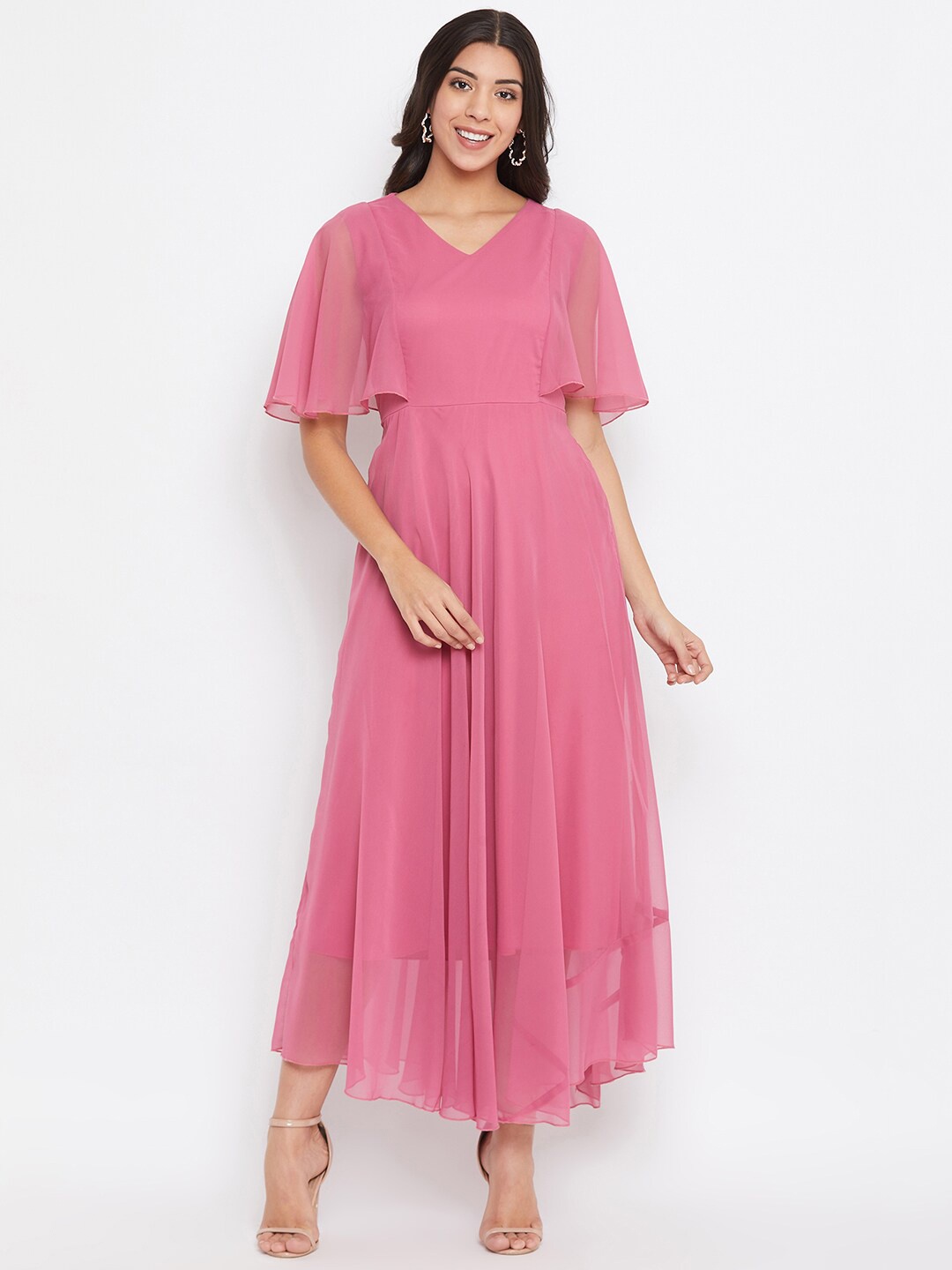

HELLO DESIGN Women Pink Georgette Maxi Dress
