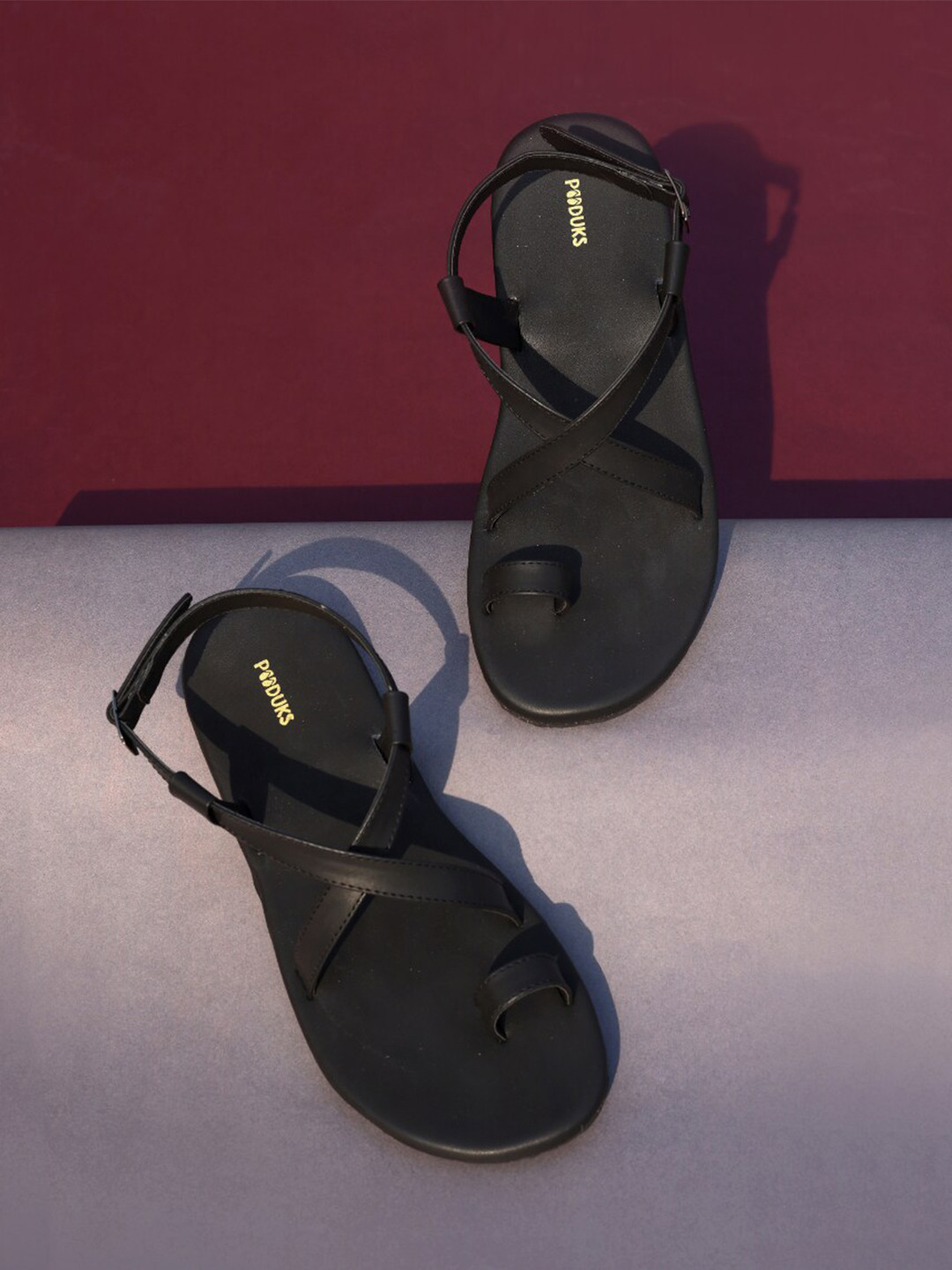 

Paaduks Men Black PU Comfort Sandals