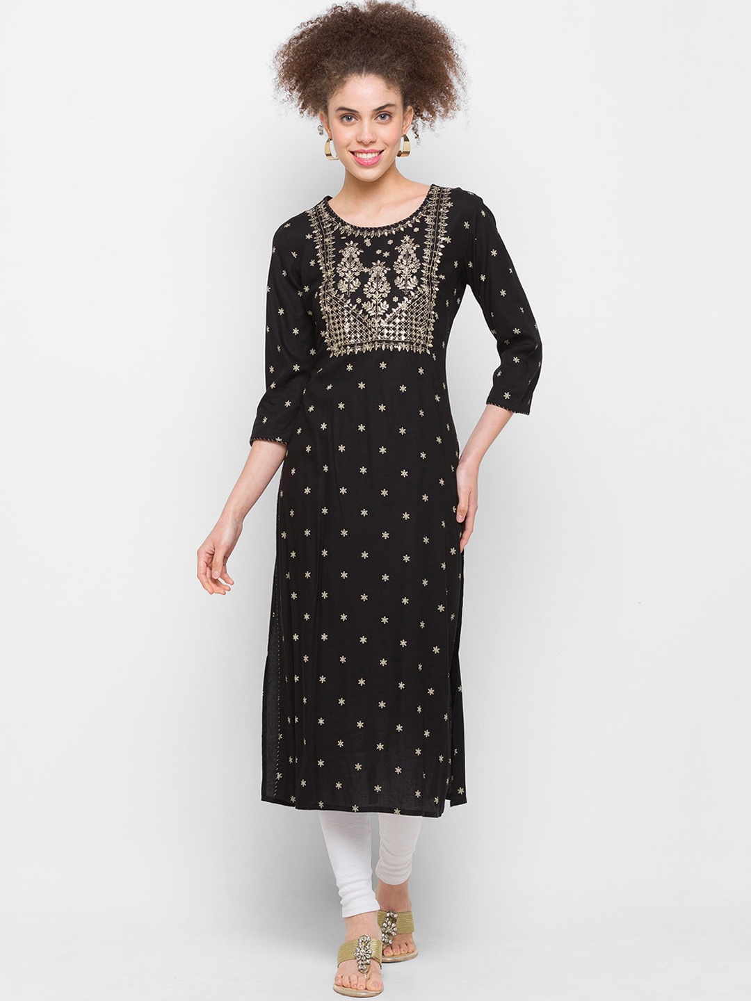 

ZOLA Women Black Floral Embroidered Lightweight Kurta