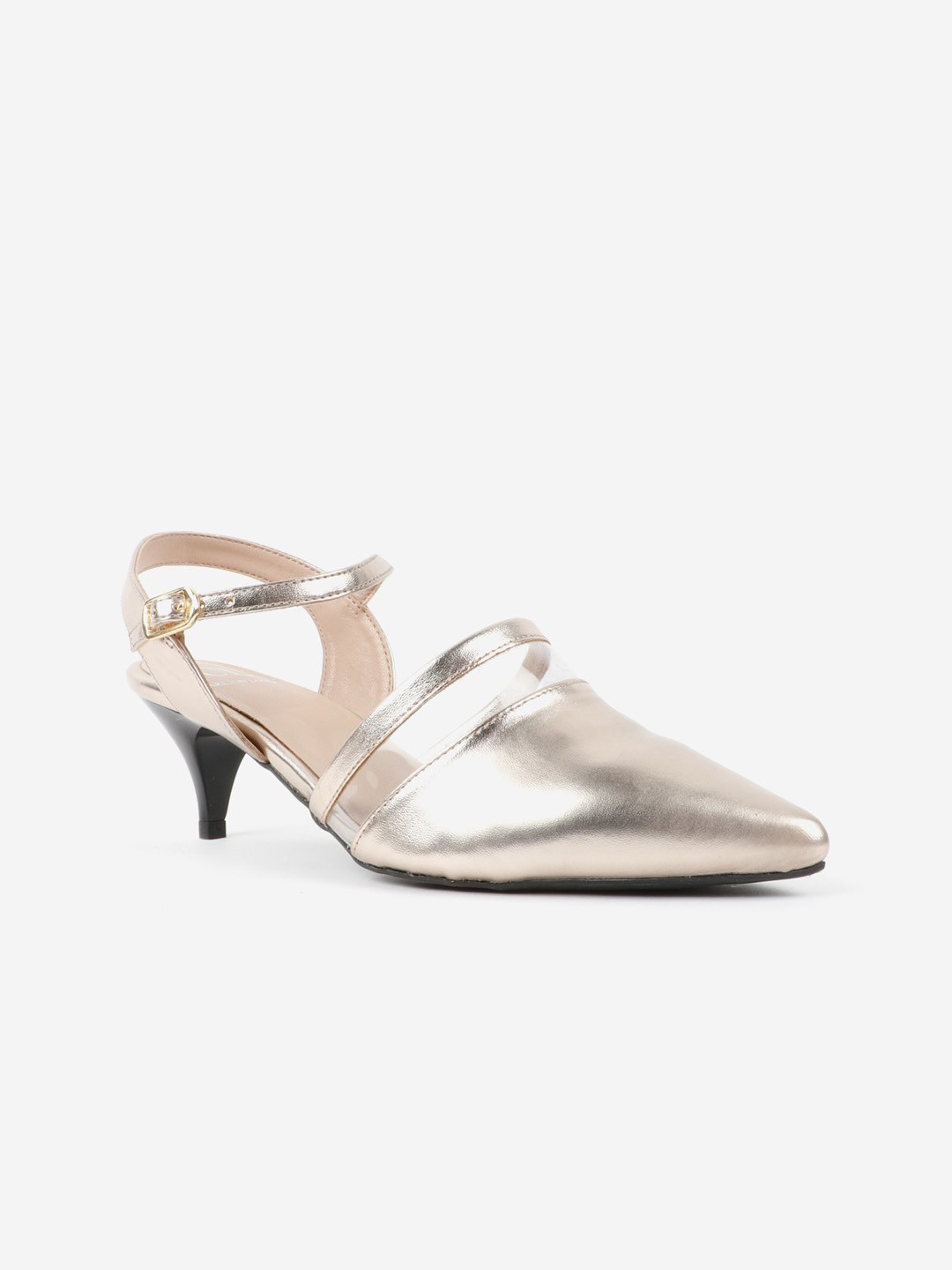 

Carlton London Gold-Toned Kitten Pumps with Buckles