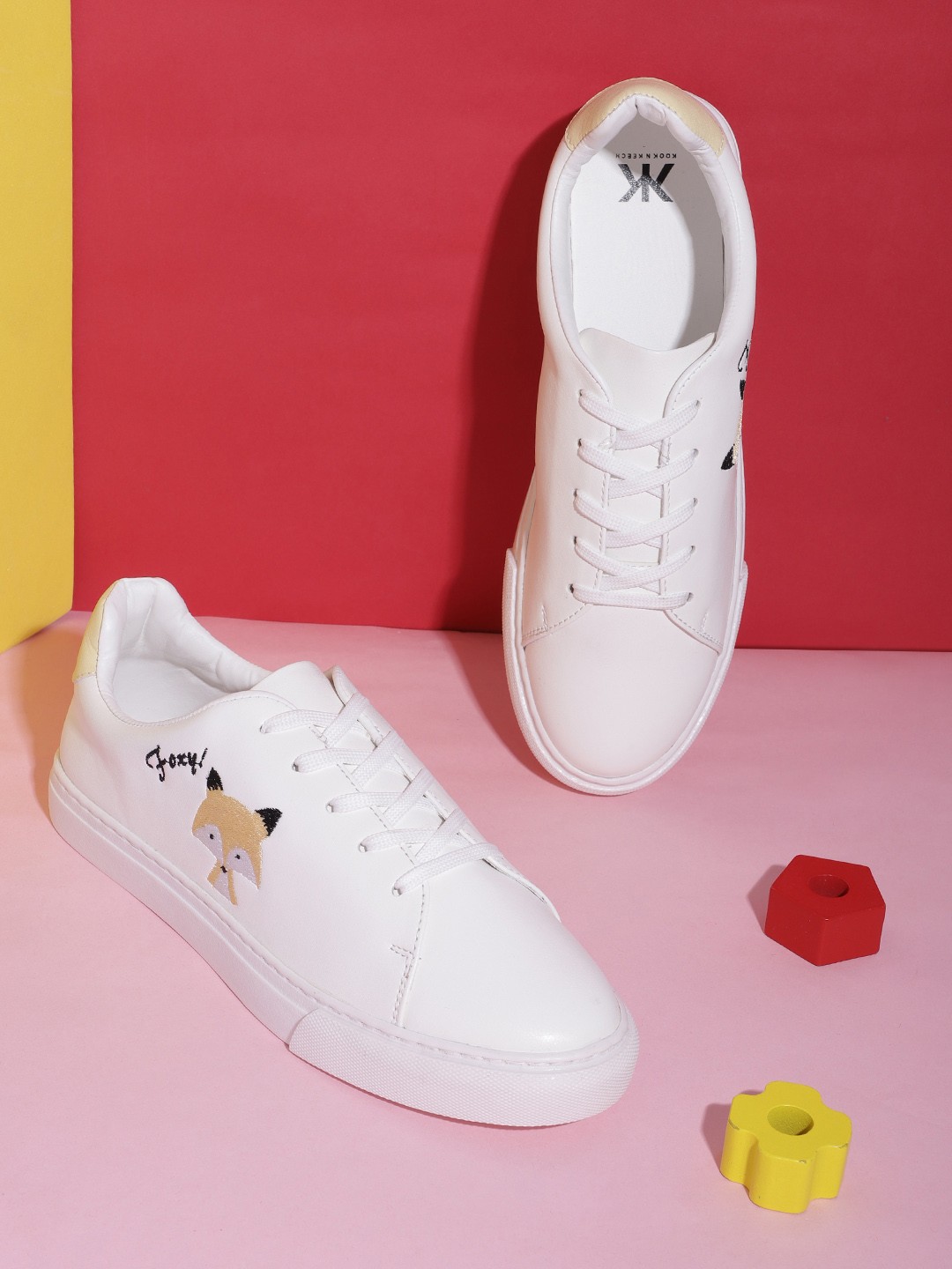 

Kook N Keech Women Fox Embroidered Detail Sneakers, White