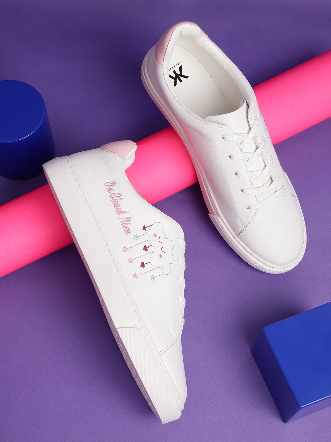 

Kook N Keech Women Woven Design Detail Sneakers, White
