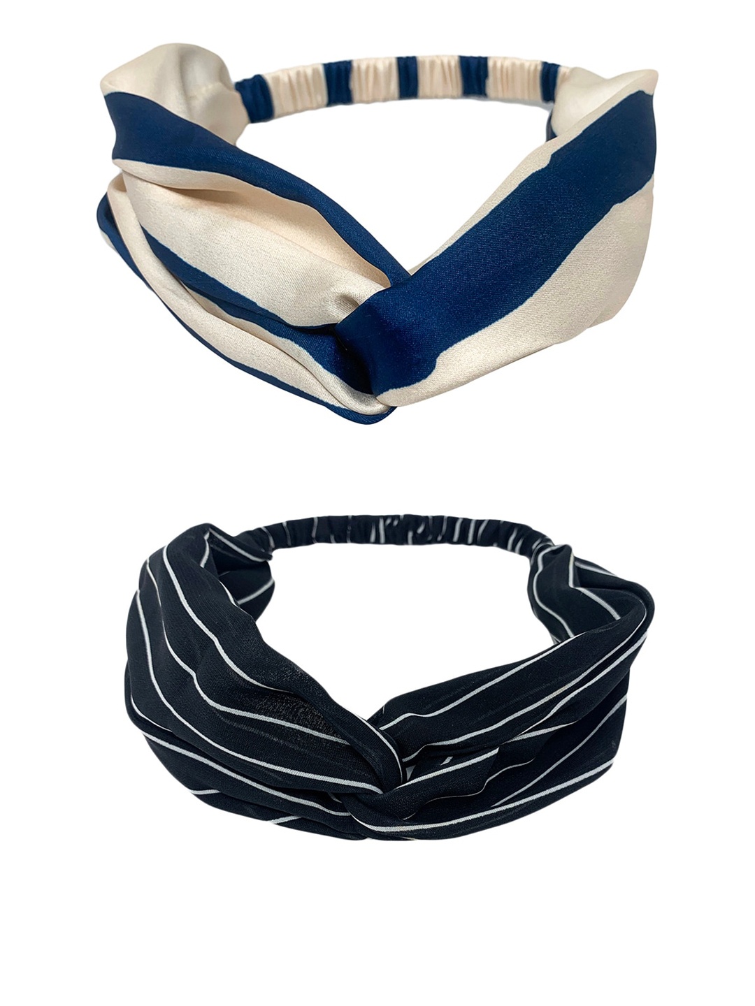 

Mint & Oak Women Set of 2 Striped Knot-Detail Hairband, Multi