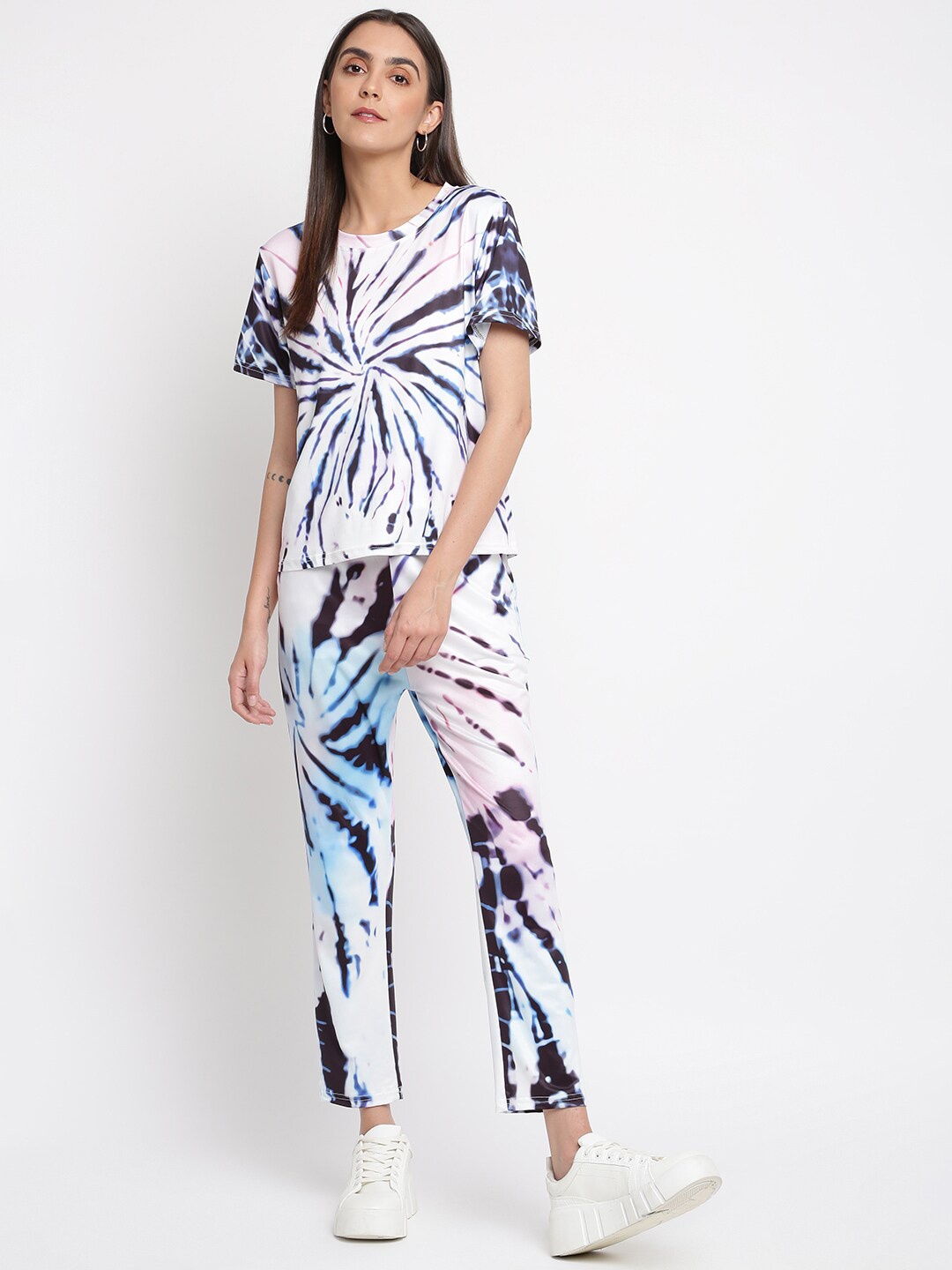 

iki chic Women Black & White Tie and Dye Print Co-Ord