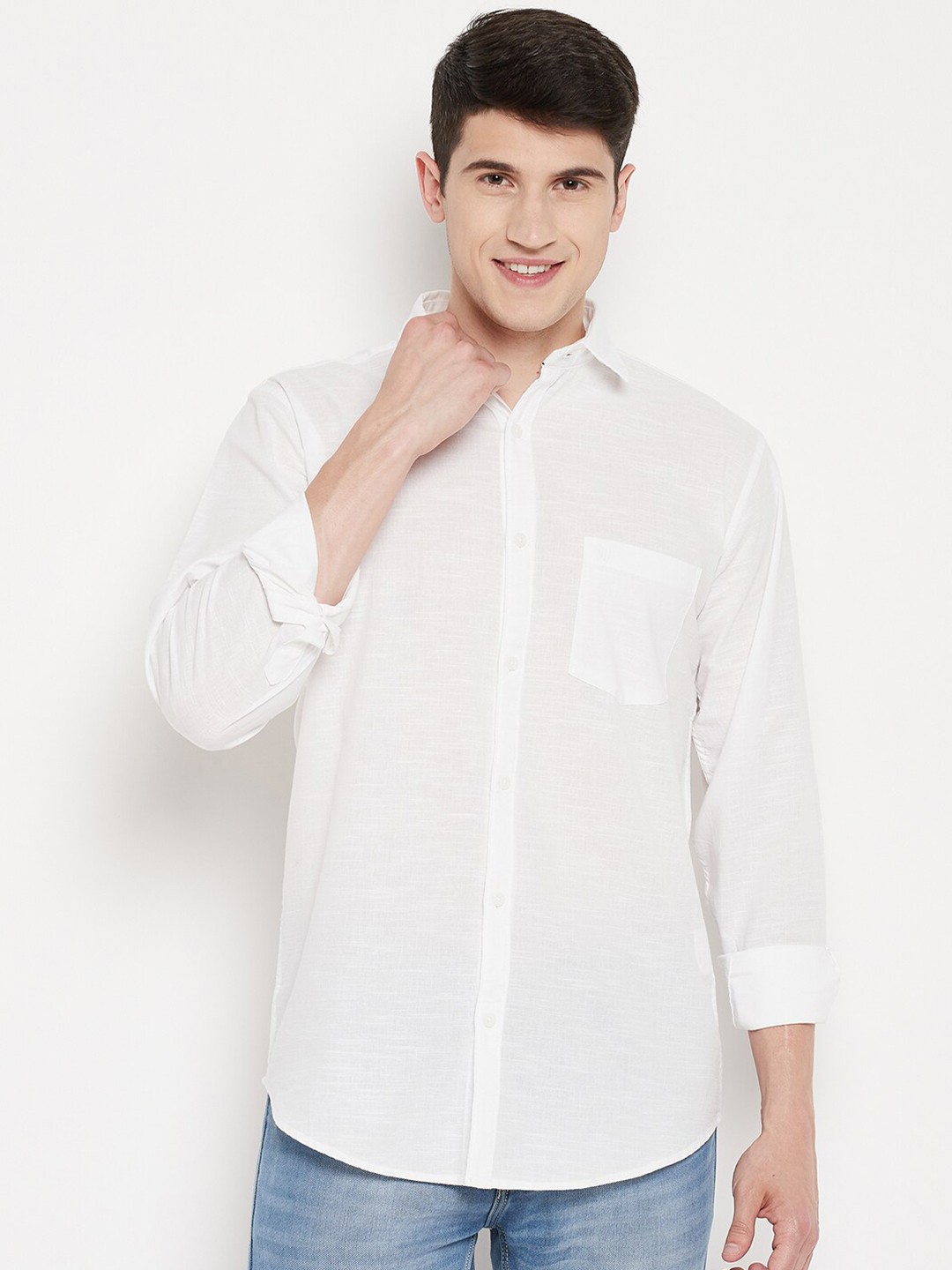 

Duke Men White Slim Fit Casual Shirt