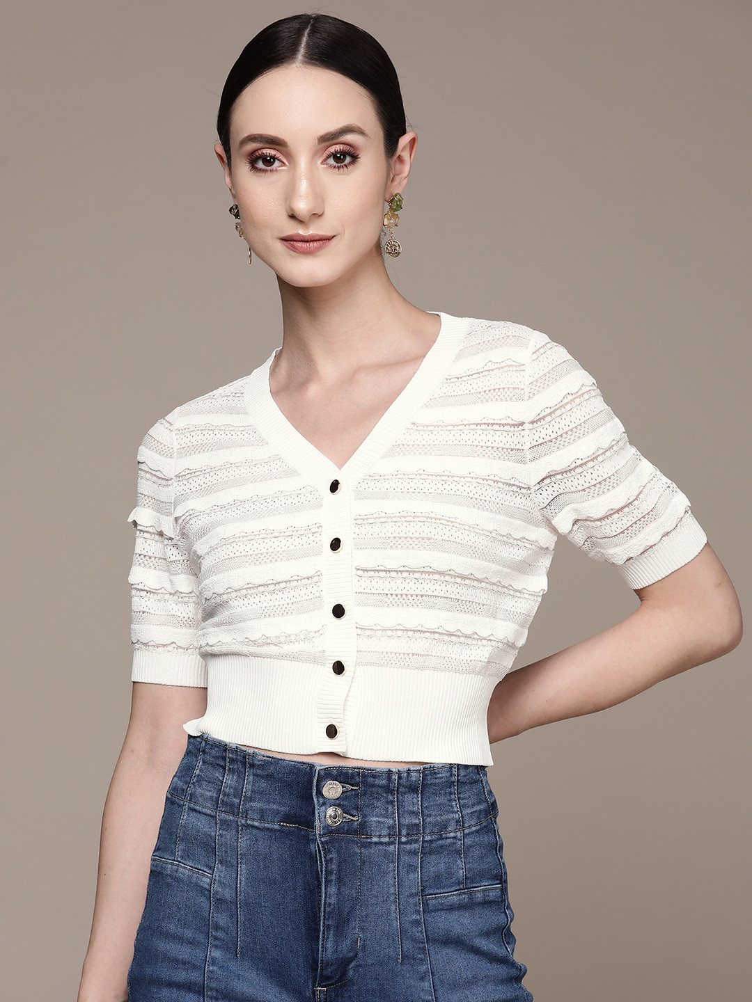 

Label Ritu Kumar Button Down Crop Top, White