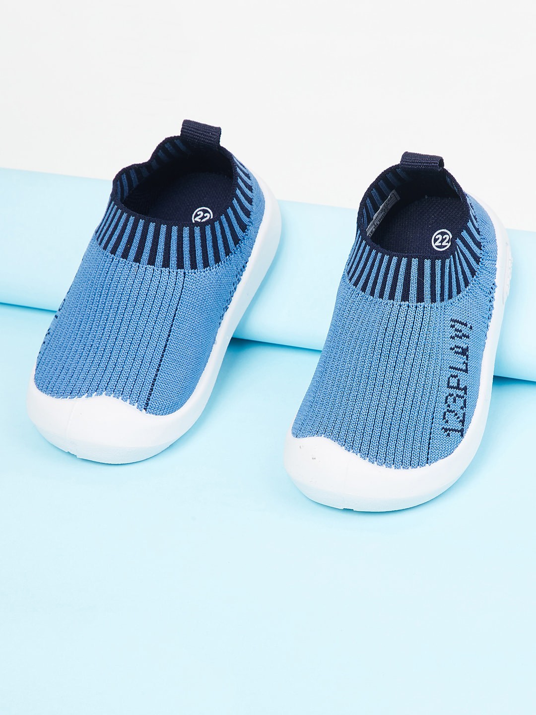 

max Boys Blue PU Slip-On Sneakers