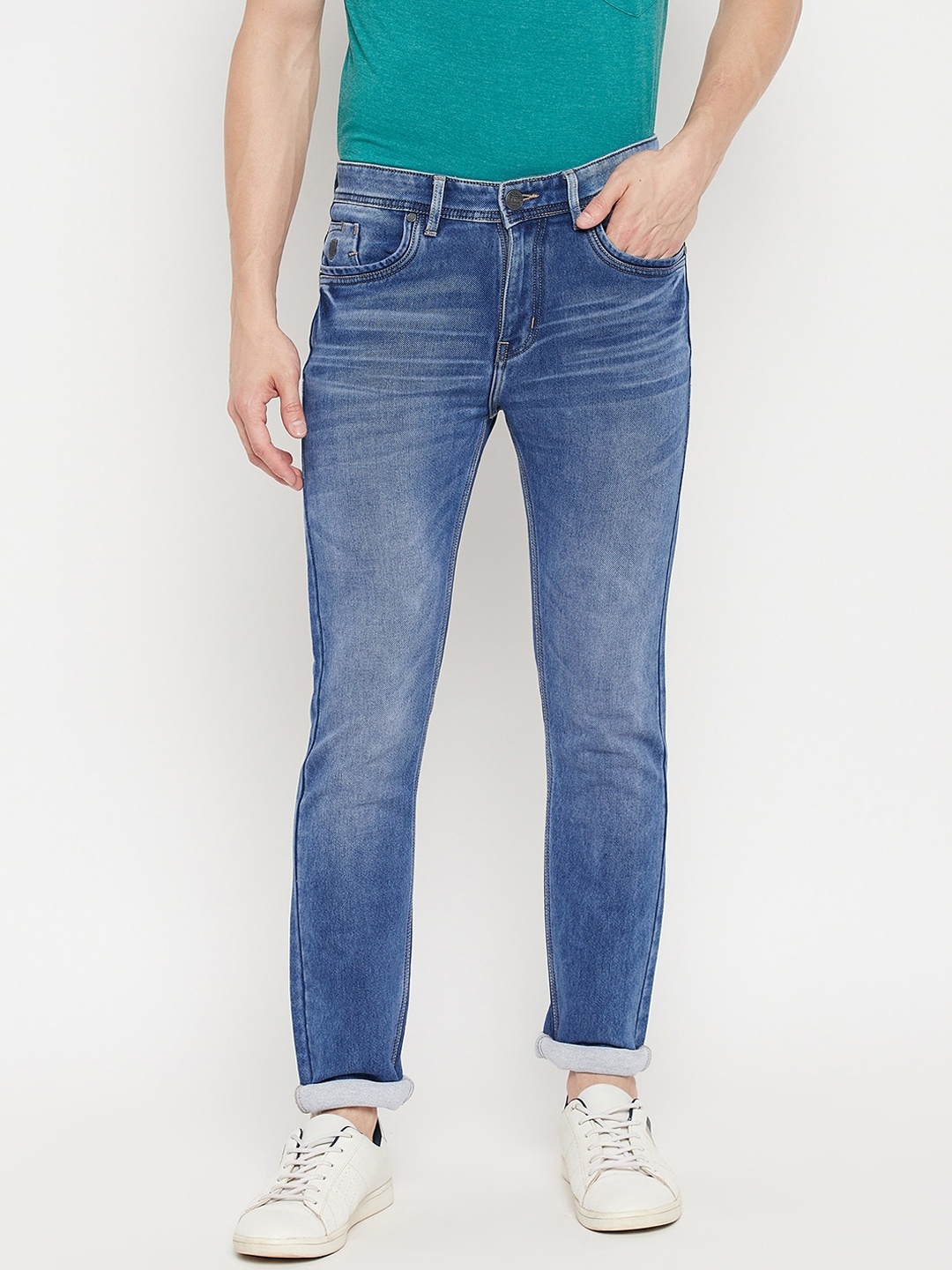 

Duke Men Blue Slim Fit Mildly Distressed Heavy Fade Stretchable Jeans