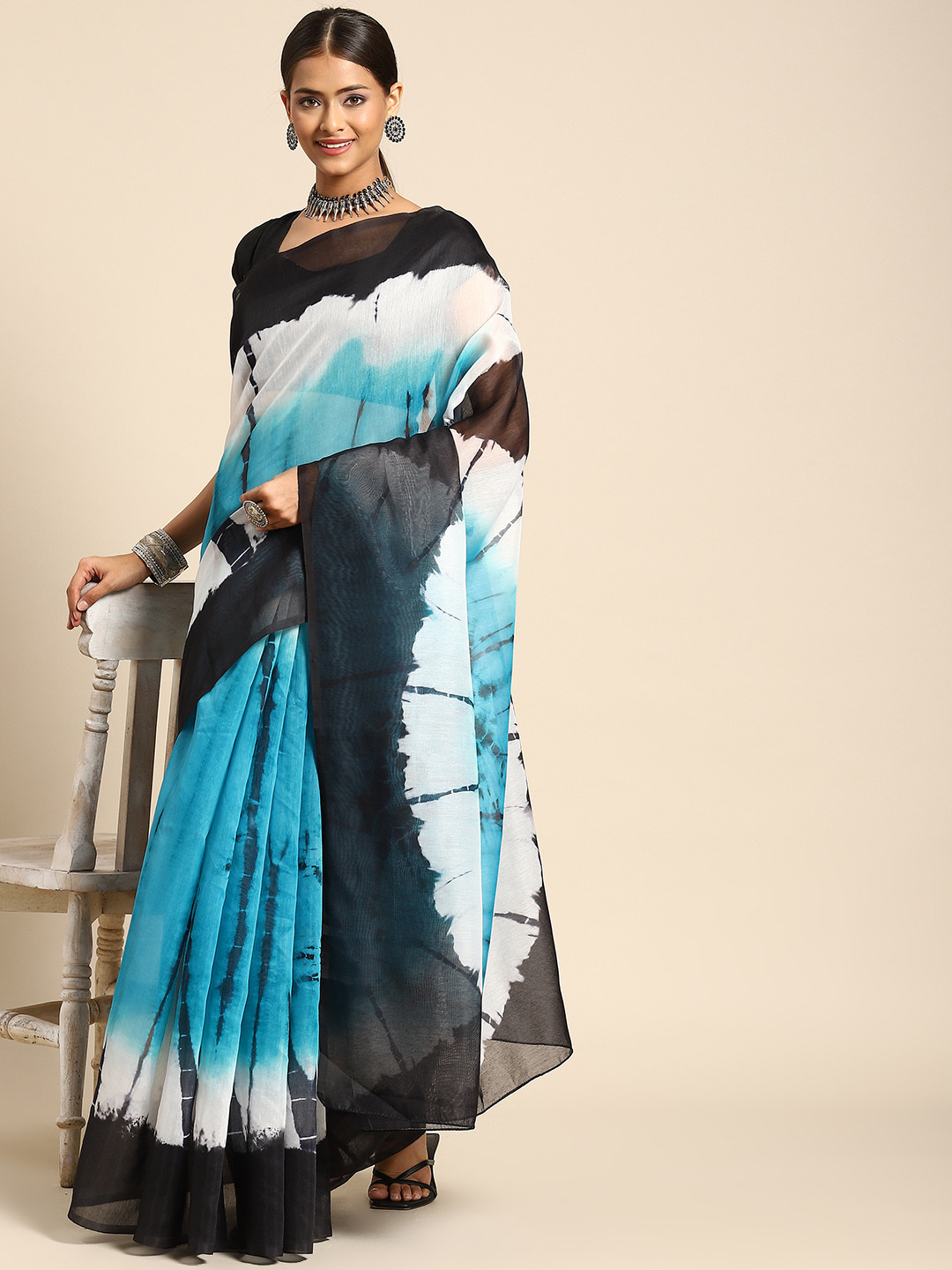 

Anouk Blue & Black Tie and Dye Saree