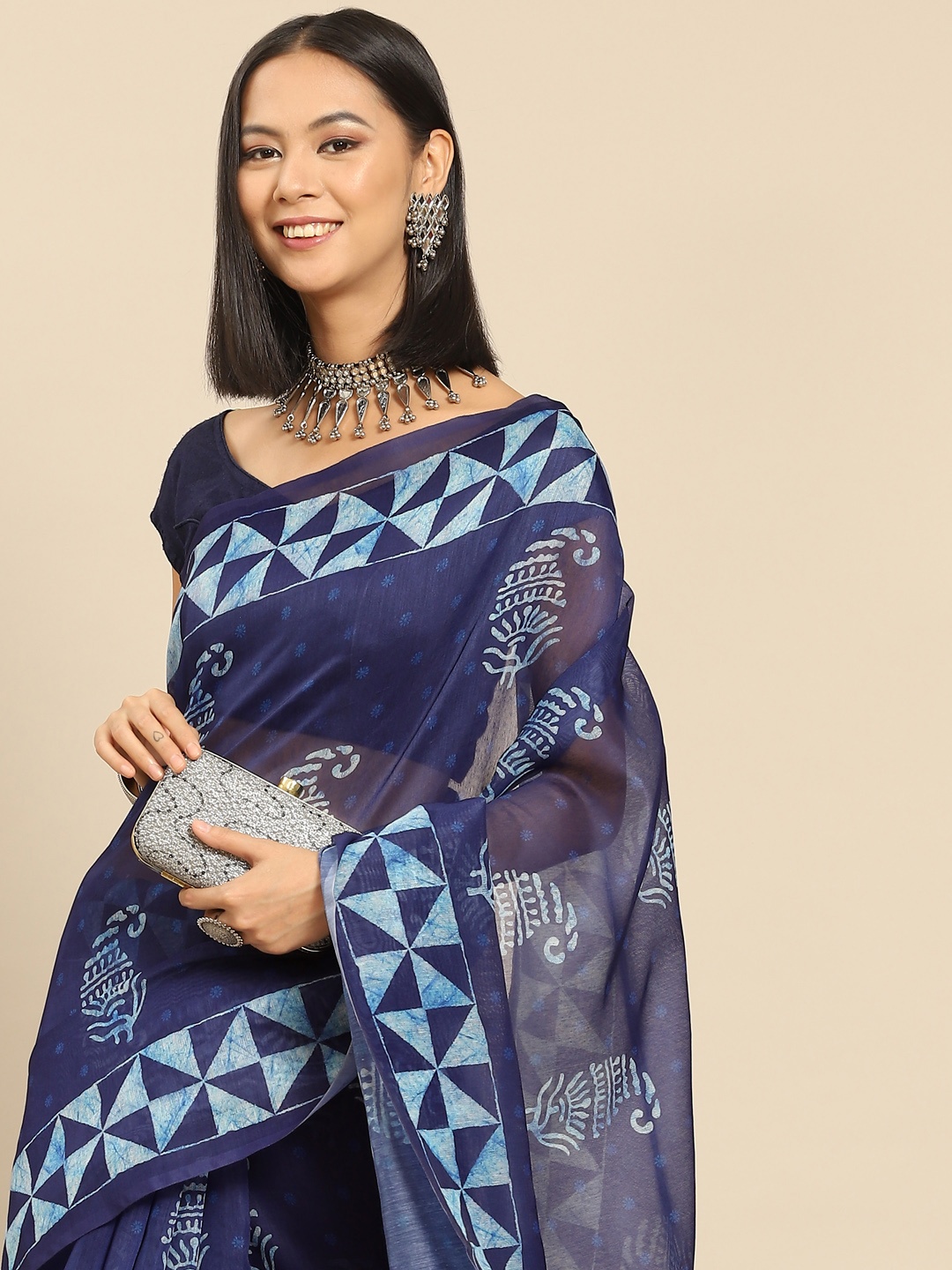 

Anouk Blue Paisley Print Saree