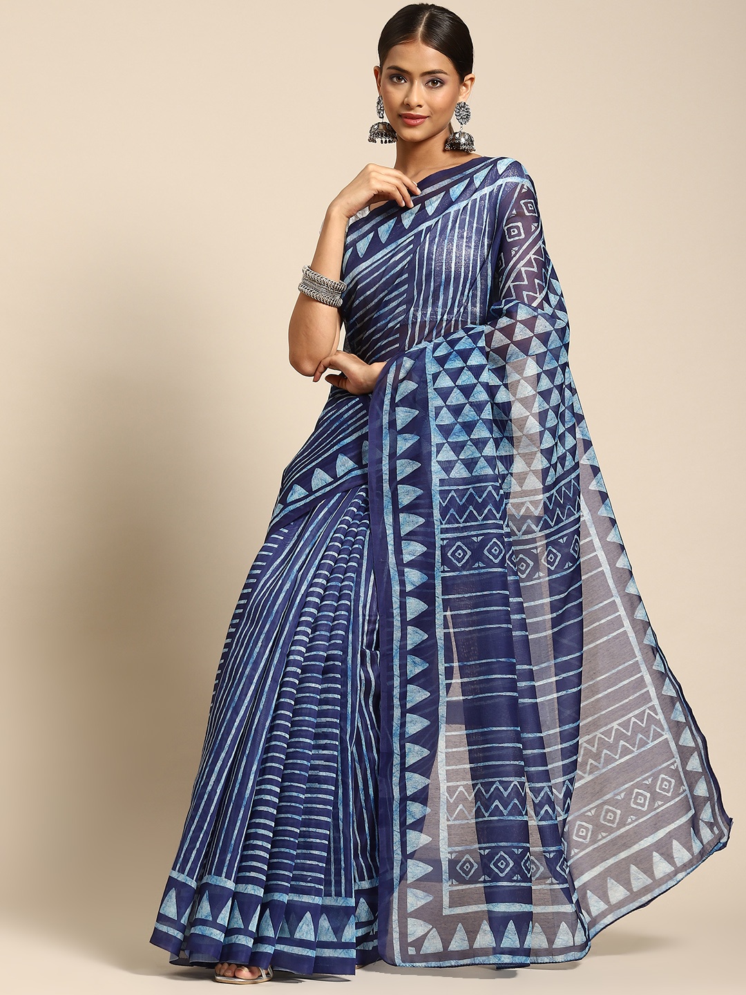 

Anouk Blue Printed Saree