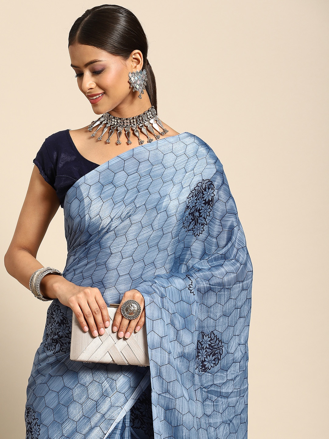 

Anouk Blue Silk Blend Saree