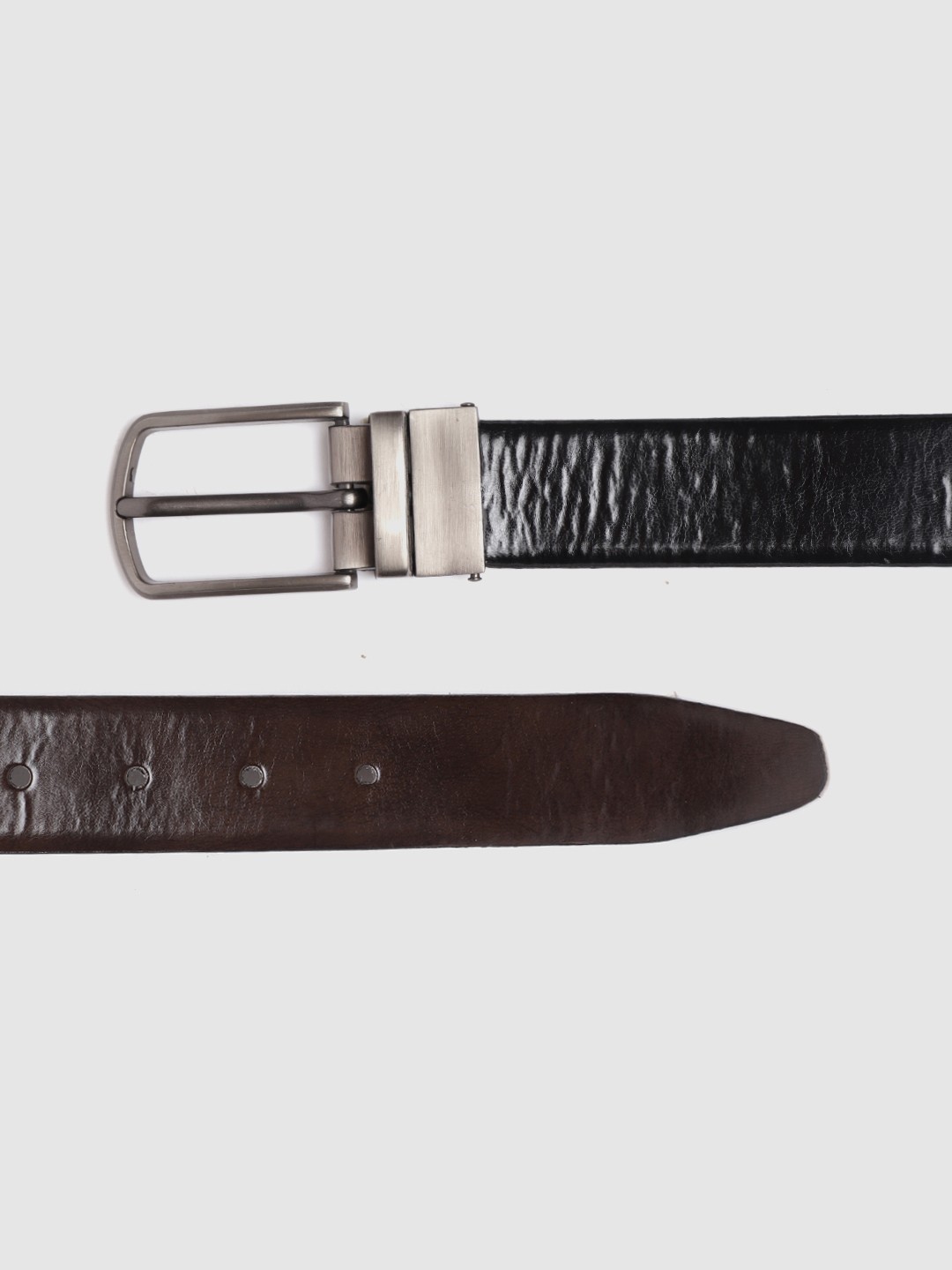 

HIGHLANDER Men Coffee Brown & Black Reversible Formal Belt