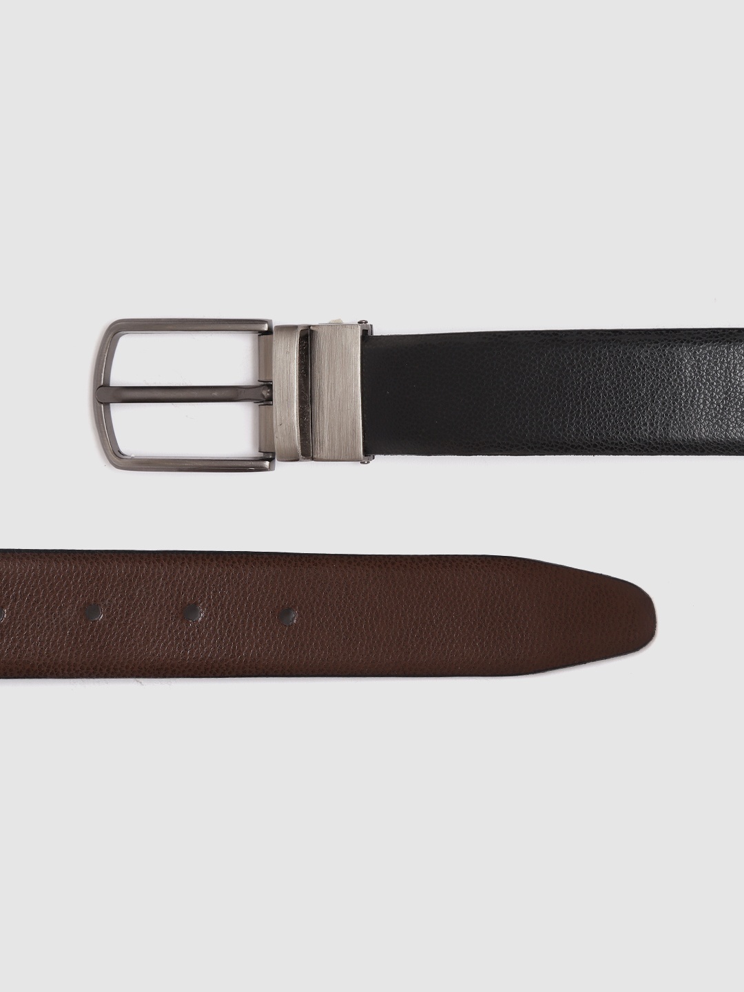 

HIGHLANDER Men Black & Coffee Brown Textured Reversible Belt