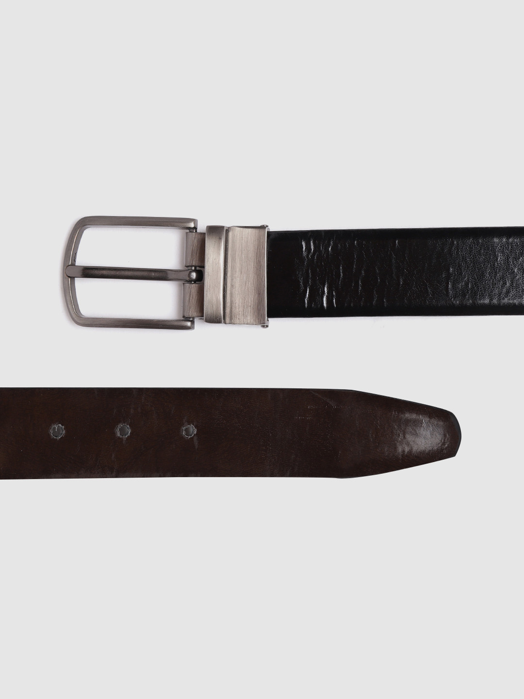 

HIGHLANDER Men Black & Coffee Brown Solid Reversible Belt