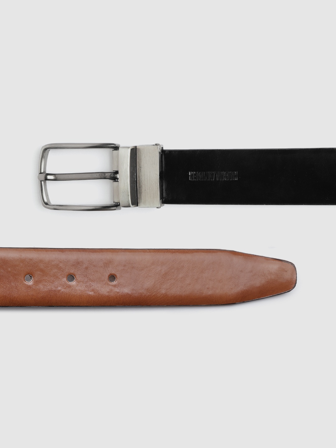 

HIGHLANDER Men Brown & Black Solid Reversible Belt