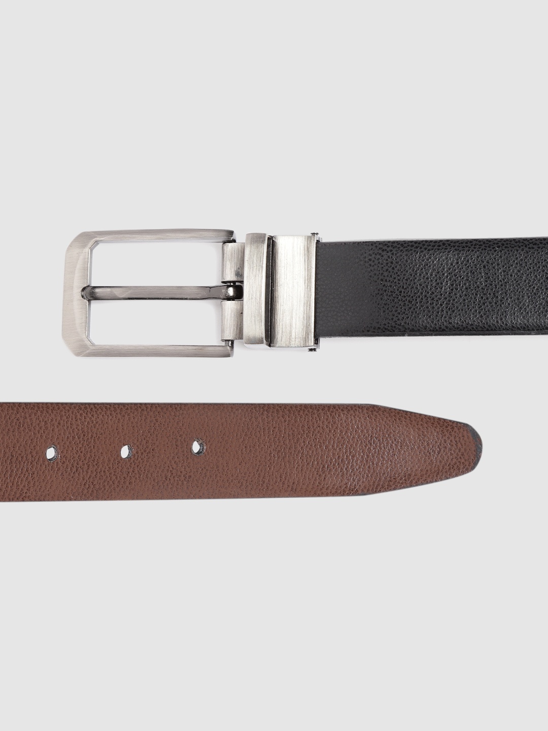 

HIGHLANDER Men Coffee Brown & Black Solid Reversible Formal Belt