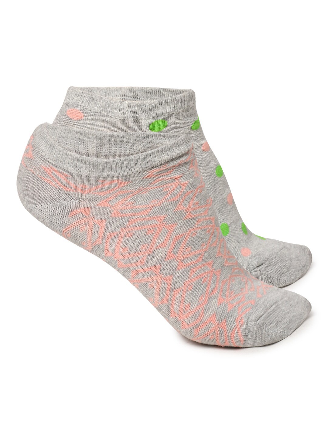 

FOREVER 21 Women Pack of 2 Grey Patterned Ankle Length Socks