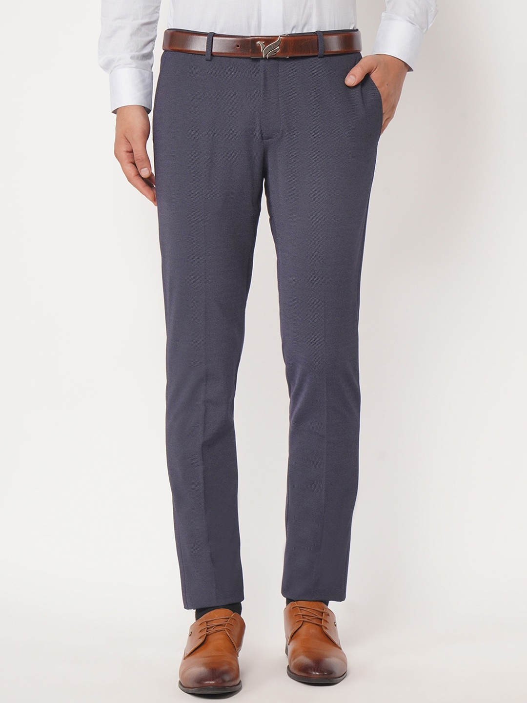 

Blackberrys Men Navy Blue Skinny Fit Formal Trousers